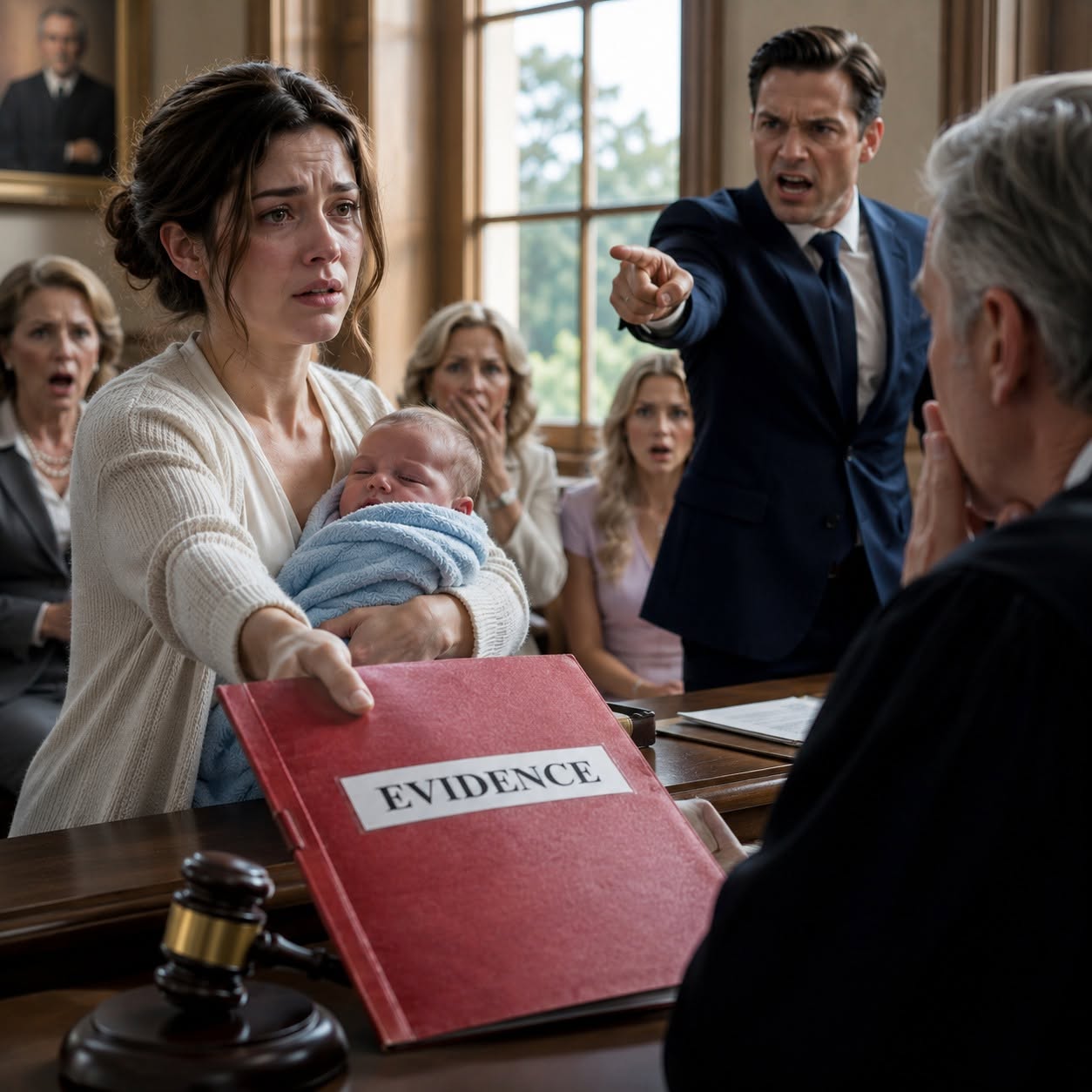 MY HUSBAND ACCUSED ME OF KIDNAPPING OUR NEWBORN—THEN THE JUDGE OPENED MY RED FOLDER