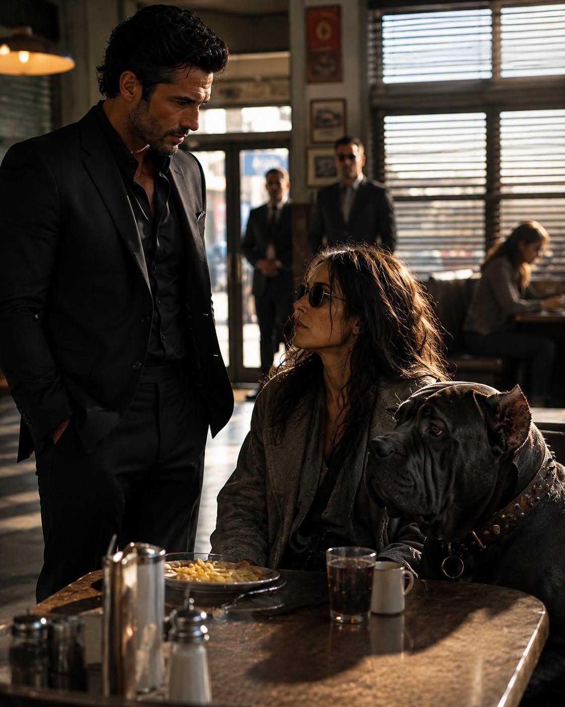 The vinyl chair groaned under Julian’s weight, a cheap, dry sound in a room where nobody else dared make a whisper. Across the table, the woman—Nora—remained a study in absolute stillness. She didn't lean away, nor did she lean closer. Her hands stayed flat on the Formica surface, the worn-out fingertips of her right glove resting near the edge of the empty soup bowl.
