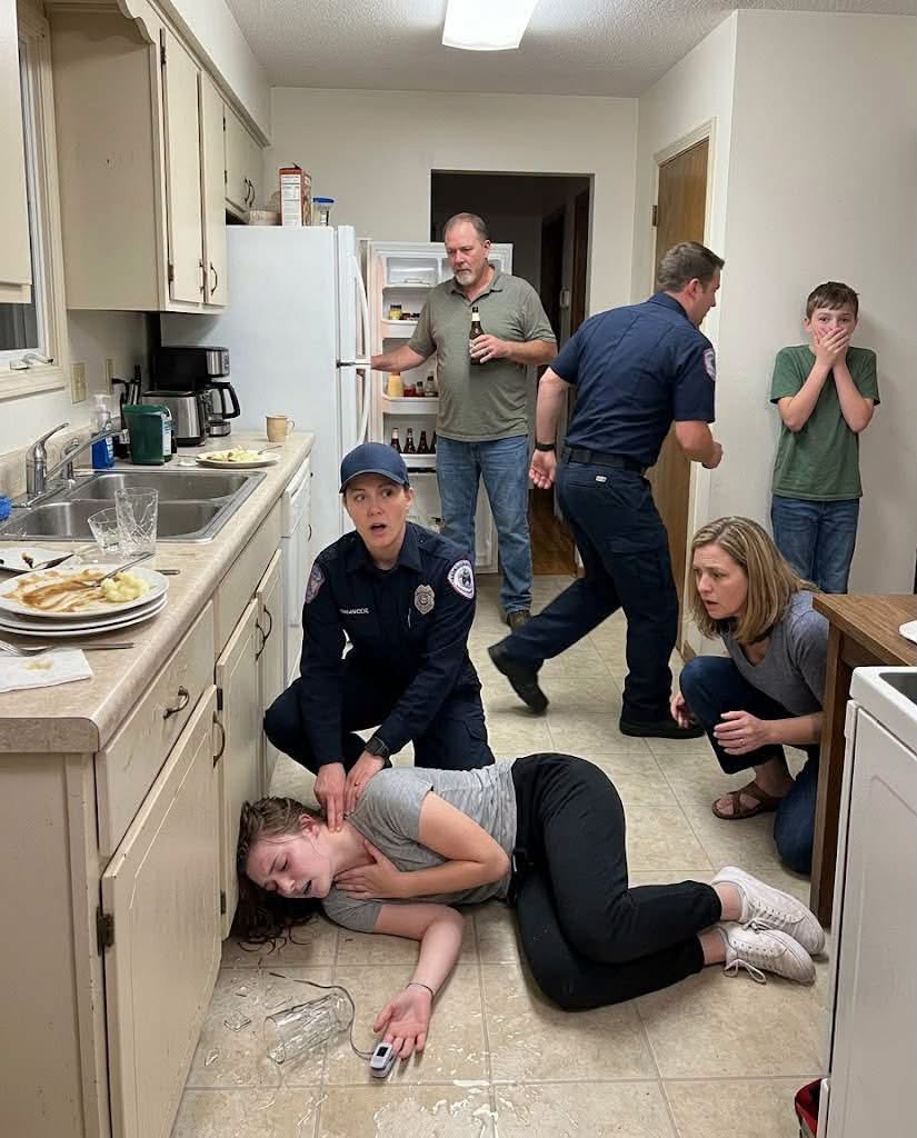 The kitchen door burst outward, slamming into the drywall as the second paramedic hauled the gurney through the frame. The siren outside wasn't just a distant wail anymore; it was a rhythmic pulse rattling the kitchen window, vibrating through the cold linoleum under my back.
