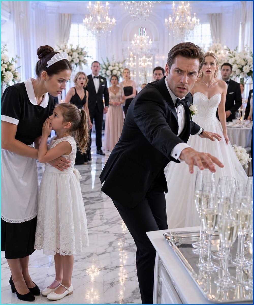 The silence inside the glass-walled ballroom of Caldwell Ridge was heavy enough to choke on. Seven hundred pairs of eyes shifted between Ethan Caldwell, his new bride Brooke, and the small, trembling figure of nine-year-old Lily Monroe.