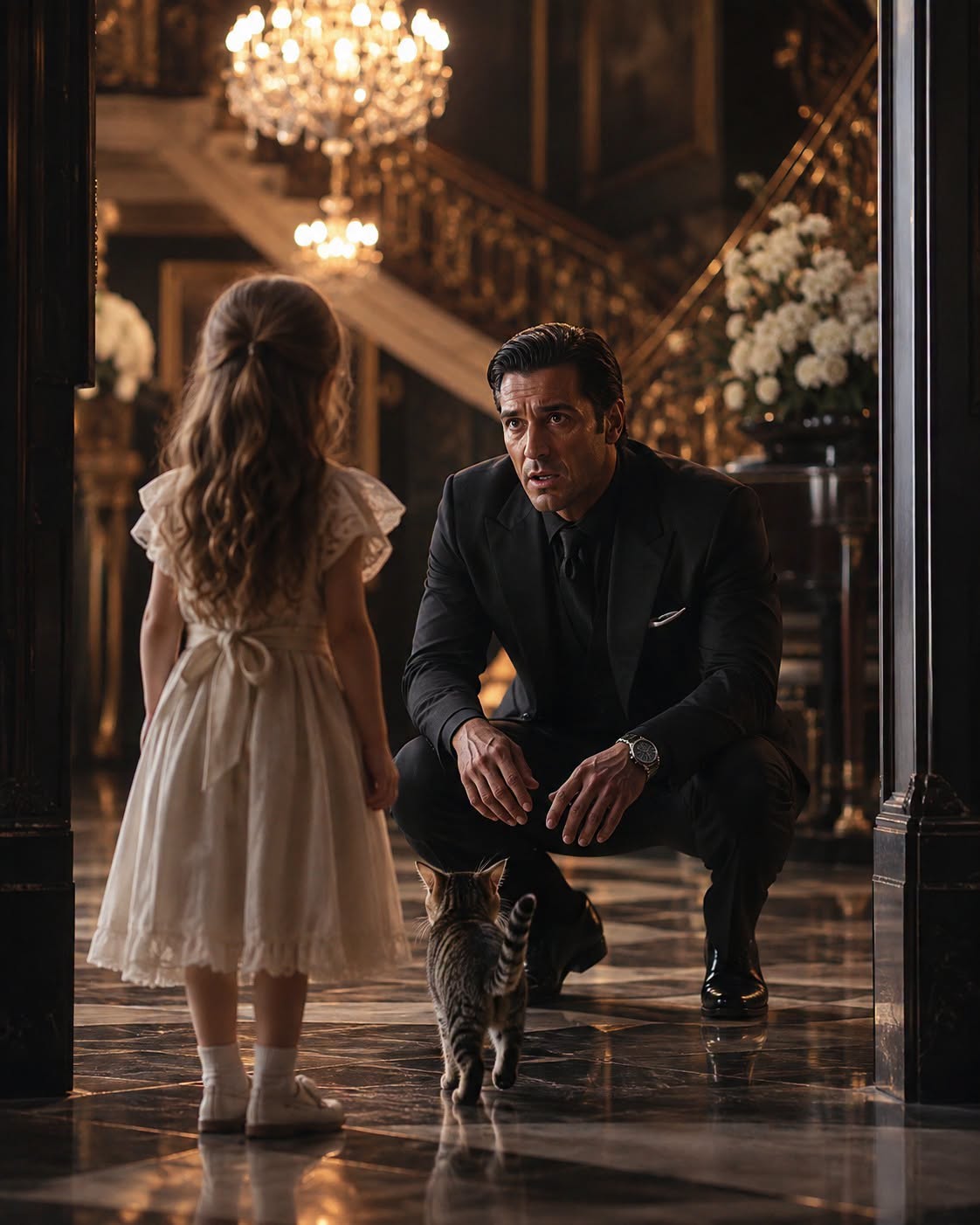 The air in the east drawing room felt heavy, almost suffocating, as Bennett Cross knelt before the child. Up close, the resemblance wasn’t just a trick of grief-addled light. The curve of her cheekbone, the precise shade of her dark eyes, the way her lower lip jutted out just a fraction when she was confused—it was Elena, condensed into a fragile, breathing six-year-old framework.