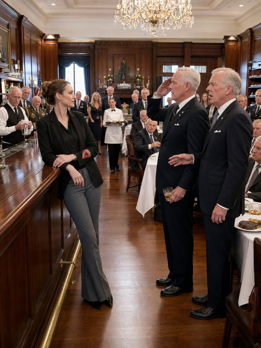 The laughter died so fast it felt like the oxygen had been vacuumed out of the Virginia Officers Club ballroom.