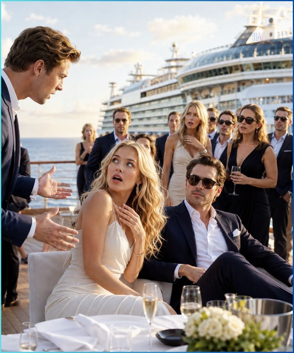 Before her heel could pivot on the teak deck, the ambient noise of the Ocean Crown Meridian—the low thrum of the Rolls-Royce azimuth thrusters, the distant laughter from the cocktail lounge, the murmurs of the two hundred VIP guests—died instantly.