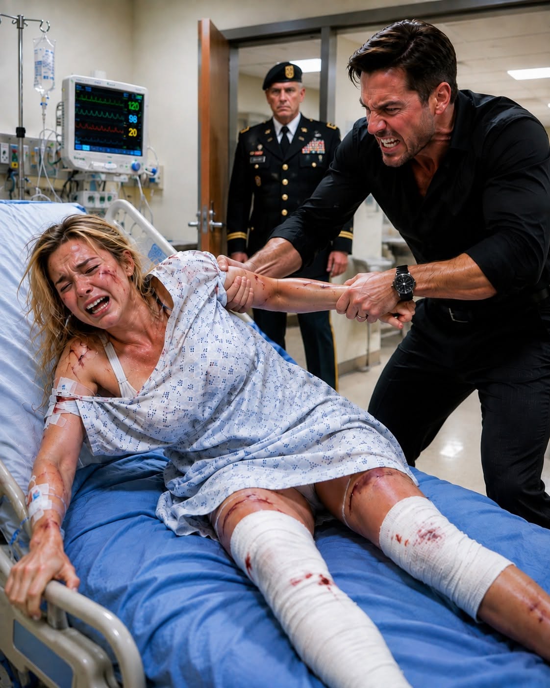 The sterile air of the hospital room suddenly felt heavier, dense with an invisible static charge that made the hair on the back of Julian’s neck stand up. He hadn’t heard footsteps. The door hadn’t clicked or scraped against the linoleum; it had simply drifted open, like an entrance commanded by a ghost.