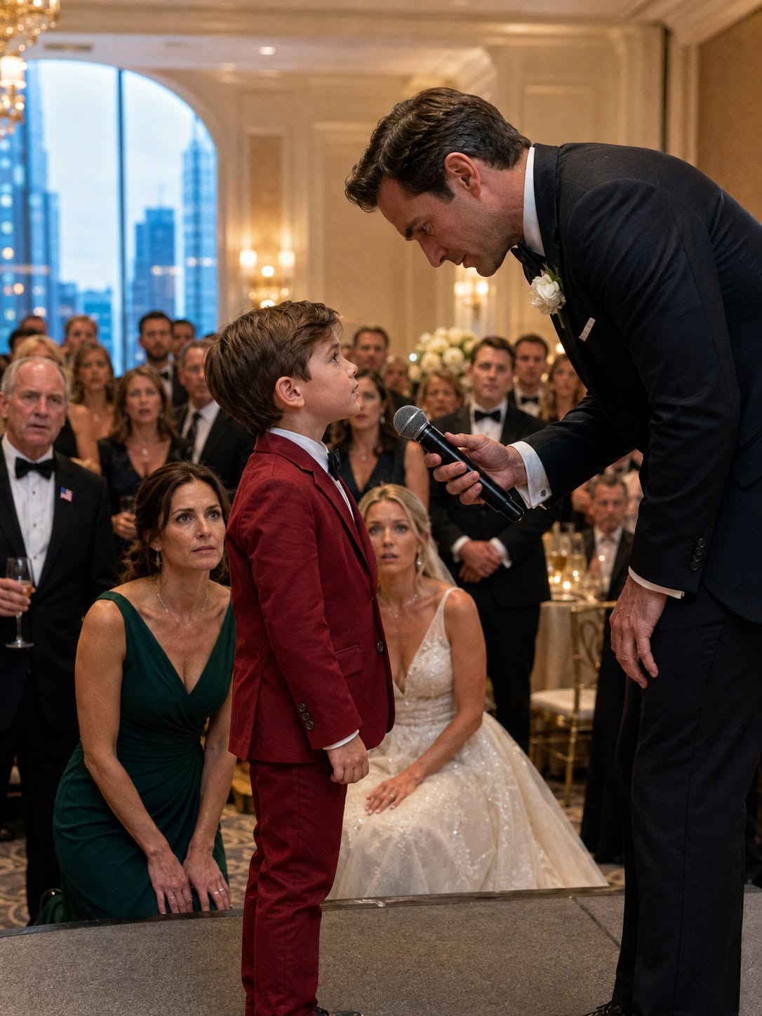 The ballroom was so quiet you could hear the champagne bubbles fizzing in the flutes across the room. Every eye was locked on the small figure standing in the red jacket under the blinding stage lights.