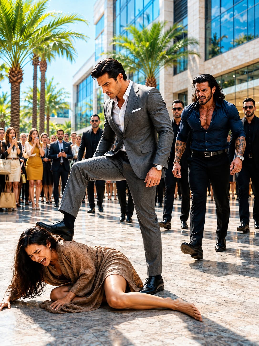 The rain lashed violently against the floor-to-ceiling glass doors of the Manhattan Grand Ballroom terrace. Outside, standing completely unbothered by the damp sea breeze, was Arthur—the head of personal security for the Cross family.
