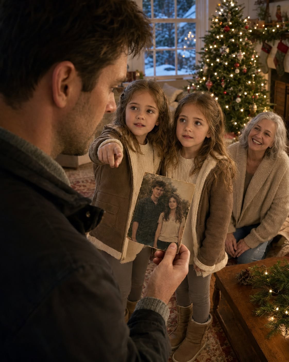 The temperature in the living room seemed to drop below freezing despite the crackling fireplace. Jack stood paralyzed in the doorway, staring at the faded 4x6 photograph held in six-year-old Emma’s trembling fingers.