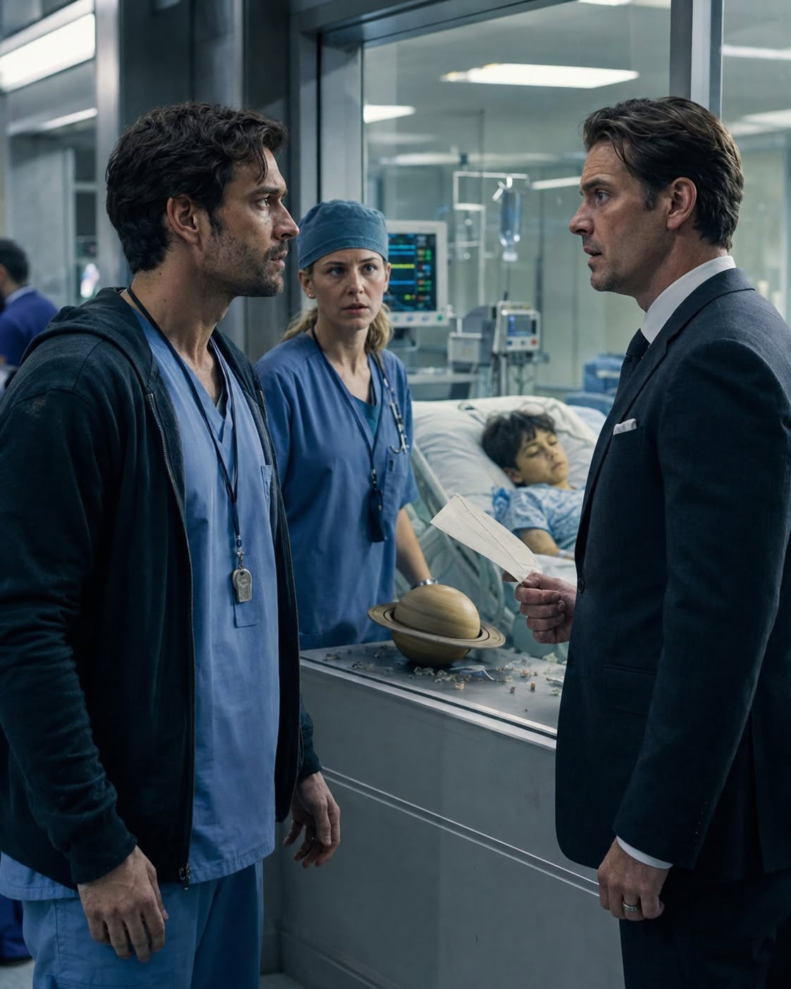 The ICU room was chaos. "He’s hemorrhaging!" Dr. Tessa Morgan screamed, grabbing the paddles. "Charge to 200!"