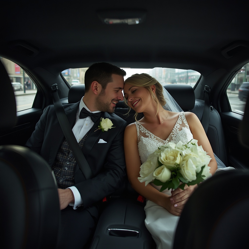 The heavy fabric of my wedding dress felt like lead against my legs as I pushed open the passenger door of Adrien’s car.