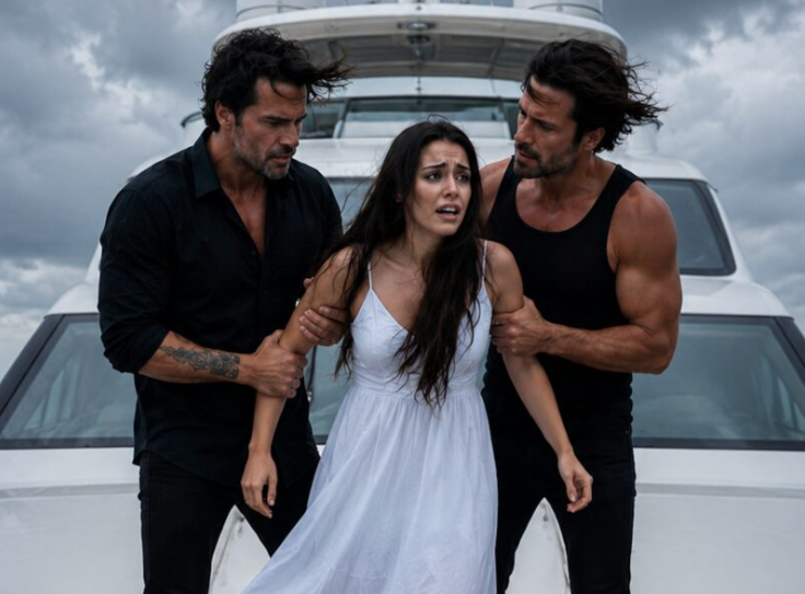 The ice-cold Atlantic water hit Emily like a sledgehammer, violently knocking the air out of her lungs. Darkness swallowed her instantly as the powerful ocean currents dragged her under. Above her, through the churning foam, the white hull of the luxury yacht The Seraphina faded into the storm, its distant engine hum disappearing into the roar of thunder.