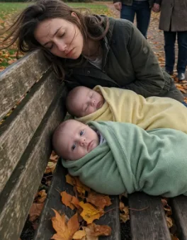 The autumn wind rustled through the canopy overhead, scattering dry, golden leaves across the park bench where Claire sat with her babies. The silence that followed her confession felt heavier than stone.