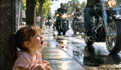The rain turned to needles by the time the roar began. It didn’t sound like a car. Car engines had a tight, hurried whine, like trapped insects.