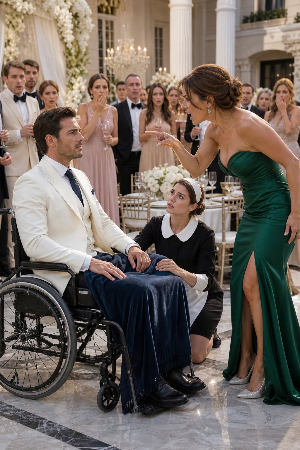 The murmurs in the ballroom faded into a tense, suffocating silence as Clara stood up, dusting off her apron with trembling hands. Vanessa sneered, turning her back on me to address the crowd of vultures masquerading as family and friends.