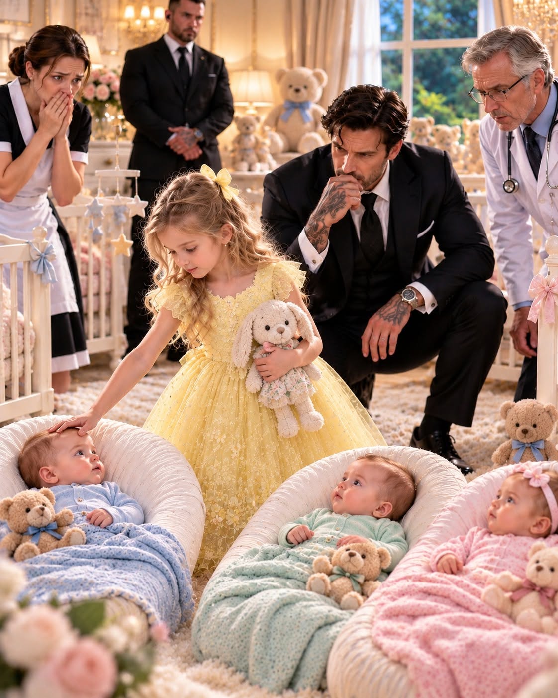 The silence in the nursery was absolute, save for the rhythmic, terrified gasps of my eight-month-old triplets out in the hallway.