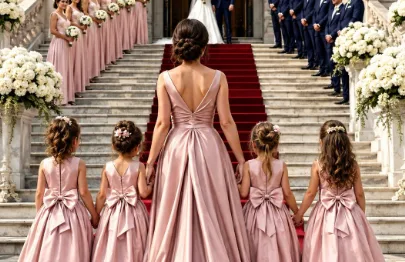 The heavy hum of a custom stretch limousine cut through the polite murmurs of the wealthy wedding guests gathered on the hotel steps.