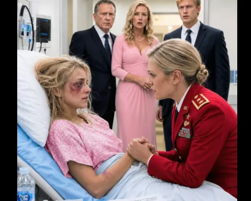 The silence in that sterile hospital room hung heavy, thick with the arrogance of men who had never been told no. Julian Vance sneered, adjusting his cuff links as if the sight of a battered woman beneath a hospital blanket was nothing more than an inconvenient stain on his expensive Italian wool suit.