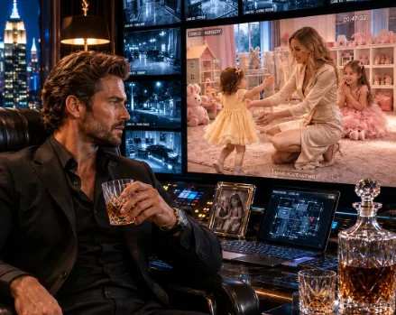 The silence of my penthouse office felt heavy, suffocating. I sat behind a desk carved from solid obsidian, the blue glow of my monitors reflecting off the cold glass. Hannah’s words echoed in my mind like a gunshot: Growing up without her father actually being there.
