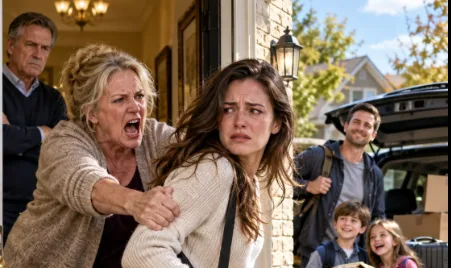 The front door swung open with a harsh, splintering crack, and my mother’s hand reached out, aggressively grabbing the first cardboard box she had packed for me.