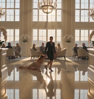 "When the Woman in White Dragged a Bruised Stranger Across the Solmere Lobby — What She Reached for in Her Torn Bag Made the Resort Hold Its Breath
