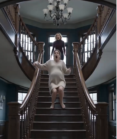 Eight months pregnant and bleeding at the foot of the stairs after my sister shoved me, I expected panic, help, anything—but my mother’s first