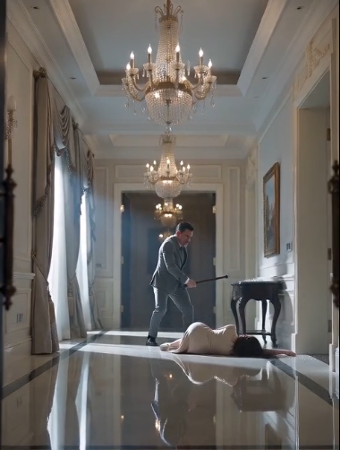 "A little girl watched her father smash the hallway apart while her mother collapsed on the marble floor.