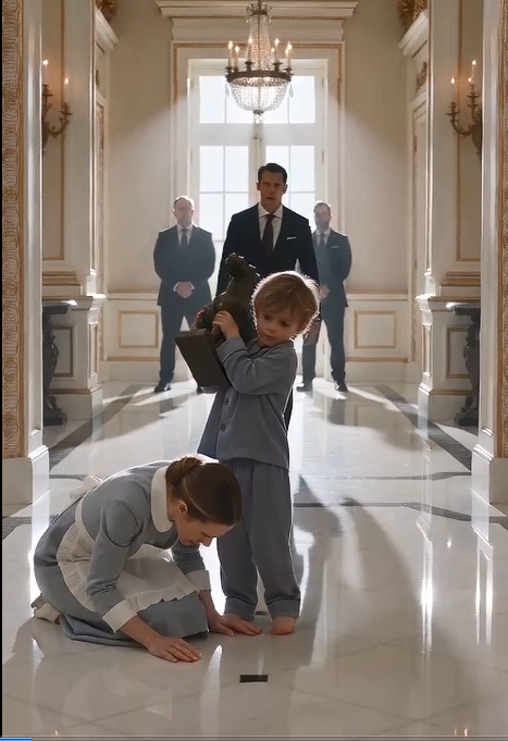 Shy maid knelt before the little son of the most billionaire feared man, and when he whispered "no," everyone understood that the mansion had been hiding something worse than a childish tantrum for years