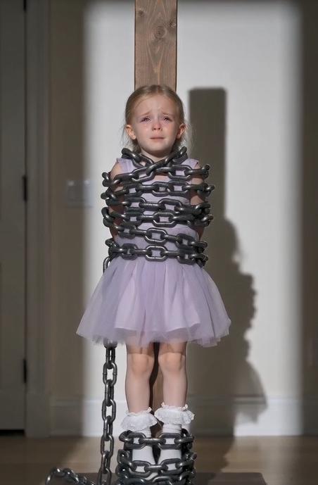 At my daughter’s 5th birthday party, I found her chained to a porch post while her father stood inside celebrating.