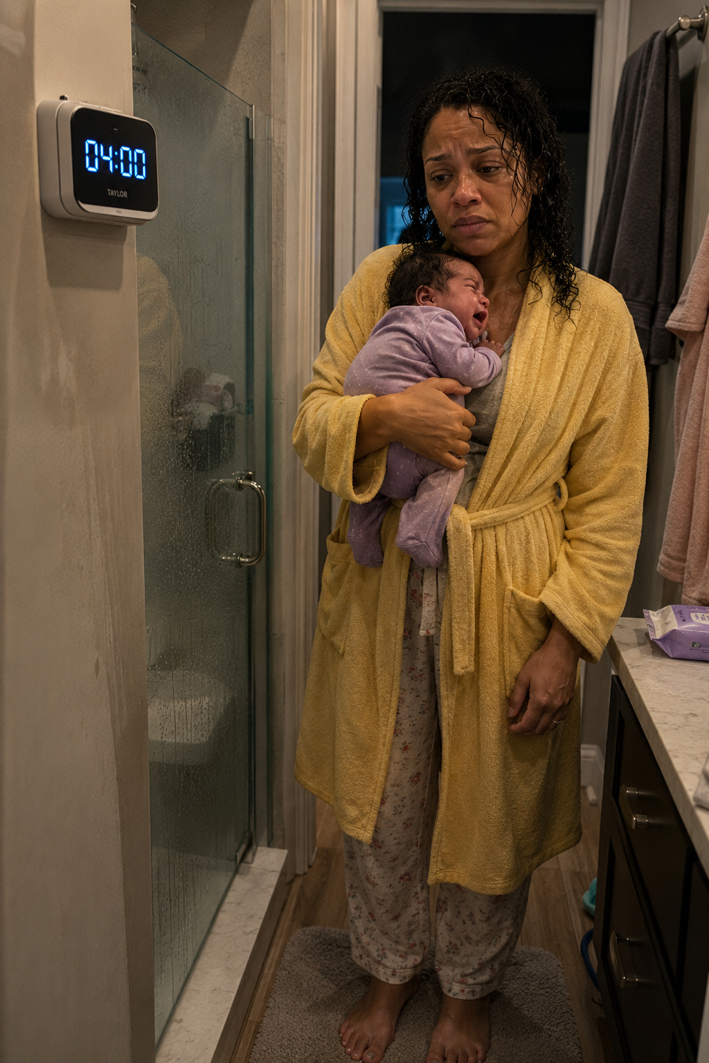 MY HUSBAND STARTED SETTING A FOUR-MINUTE TIMER EVERY TIME I TOOK A SHOWER AFTER OUR DAUGHTER WAS BORN.  Then one morning, his father walked into the hallway and saw everything.