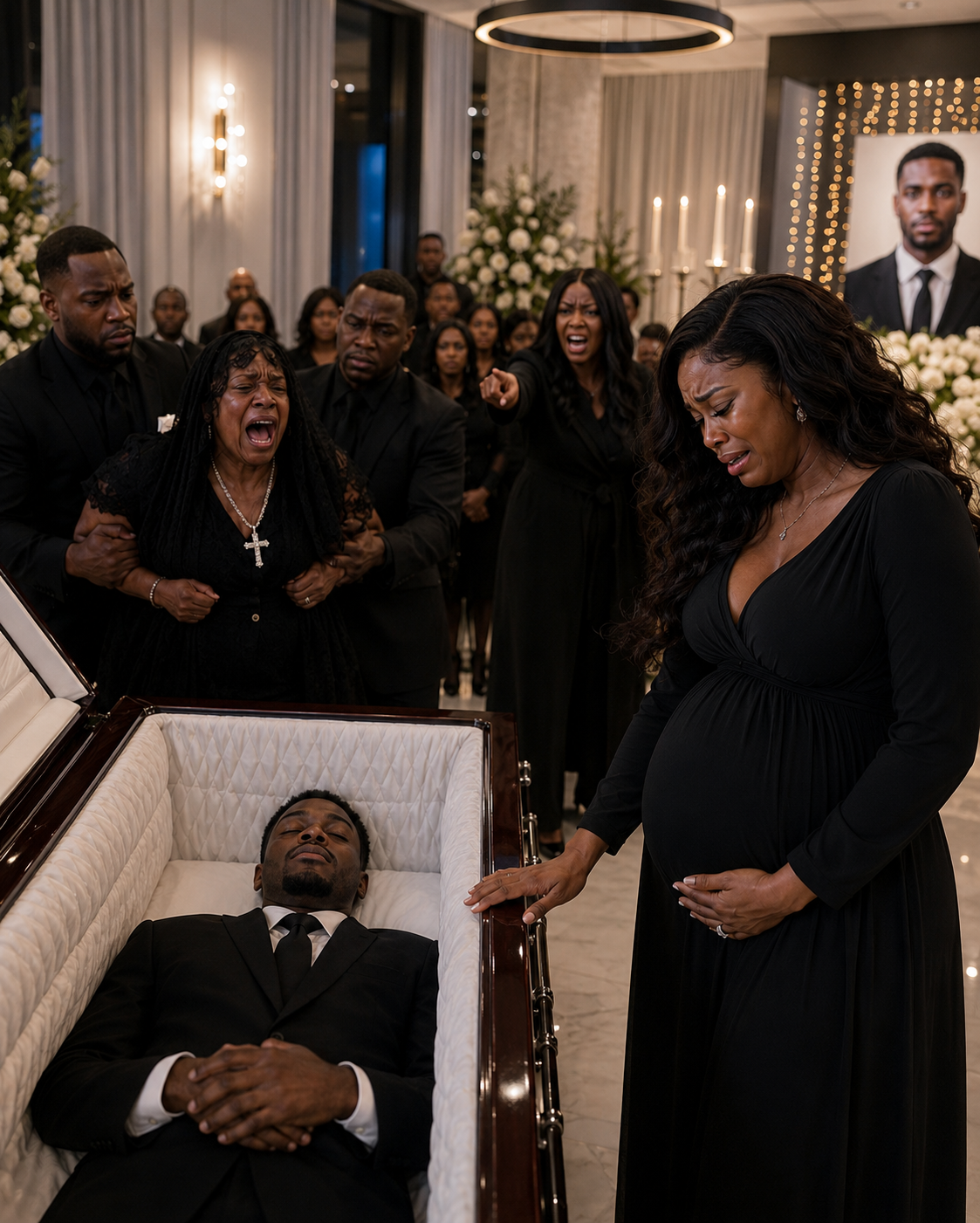 AT MY HUSBAND’S FUN"ERAL, MY MOTHER-IN-LAW PUBLICLY ACCU"SED ME OF LYING ABOUT MY BABY — THEN ORDERED ME OUT OF THE FAMILY HOME BEFORE THE SERVICE WAS EVEN OVER.  But moments later, a man walked into the cathedral carrying a projector case changed the entire room.