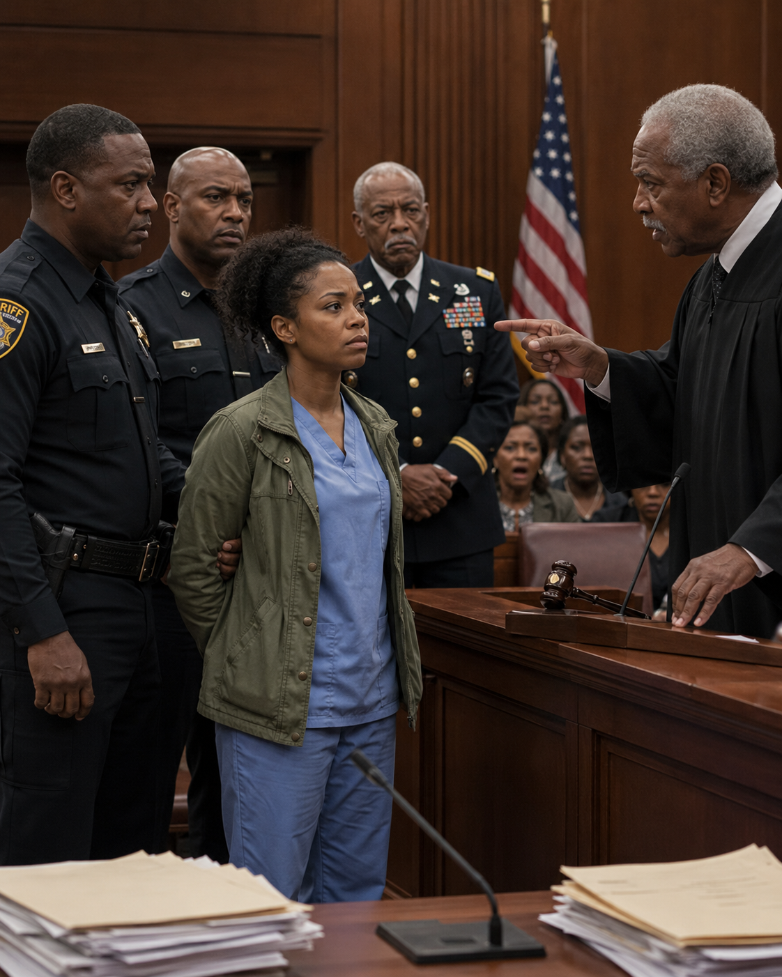 I WAS ABOUT TO BE REMOVED FROM THE COURTROOM OVER AN OLD JACKET.  After a thirty-six-hour hospital shift, I arrived just in time to testify for a young veteran. The judge thought I was being disrespectful when I refused to take the jacket off. The truth was far simpler—and far more complicated. The moment it came off, an entire chapter of my life would be exposed.