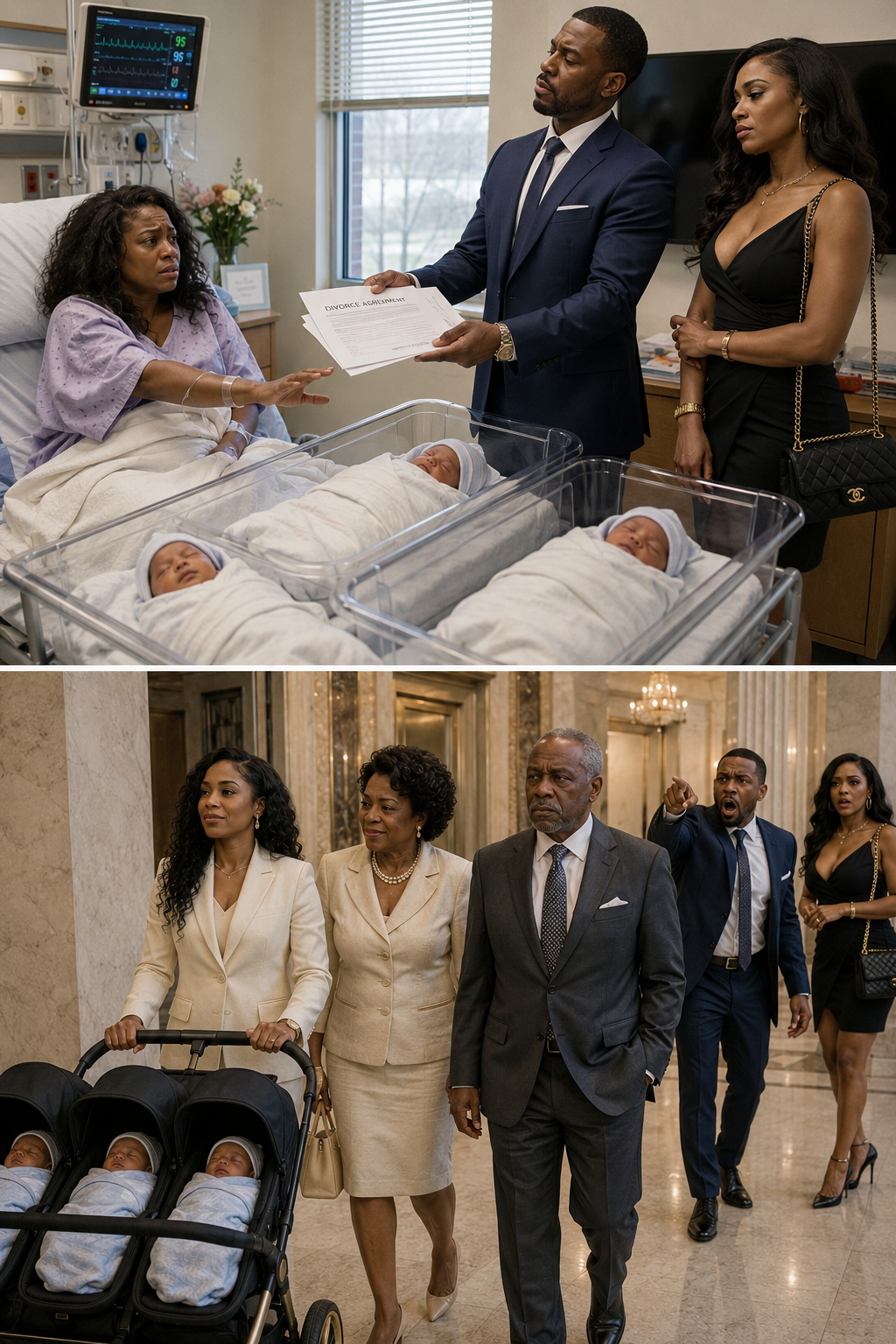 AFTER I GAVE BIRTH TO OUR TRIPLETS, MY HUSBAND WALKED INTO THE HO:SPITAL WITH ANOTHER WOMAN AND ACTED LIKE OUR MARRIAGE WAS ALREADY OVER.  What he didn’t realize was that he had just made the biggest mi:stake of his life.