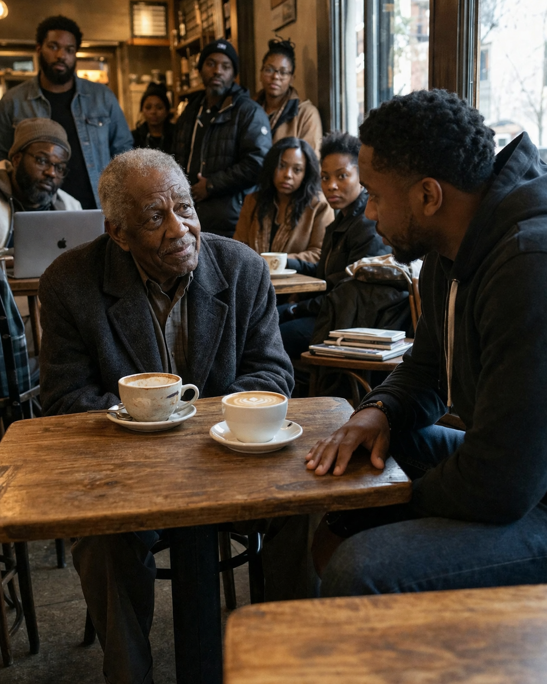 HE ORDERED TWO LATTES EVERY MORNING FOR THREE MONTHS—AND NEVER TOUCHED THE SECOND ONE. THE DAY SOMEONE FINALLY SAT IN THAT “EMPTY” CHAIR, THE ENTIRE CAFÉ FELL SILENT… AND WHAT HE SAID NEXT LEFT US ALL SHAKEN.
