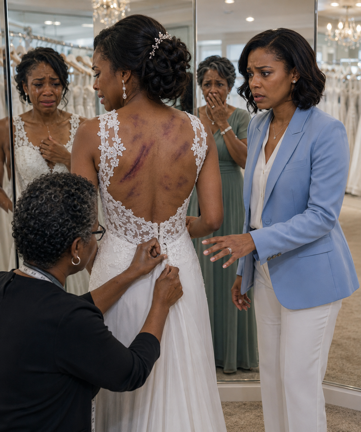 At the bridal boutique, my sister stepped into her wedding dress and suddenly asked everyone else to leave the room. Seconds later, she grabbed my hands, burst into tears, and whispered a warning that changed everything.  By sunrise, I wasn't helping plan her wedding anymore—I was preparing to bring down the family behind it.