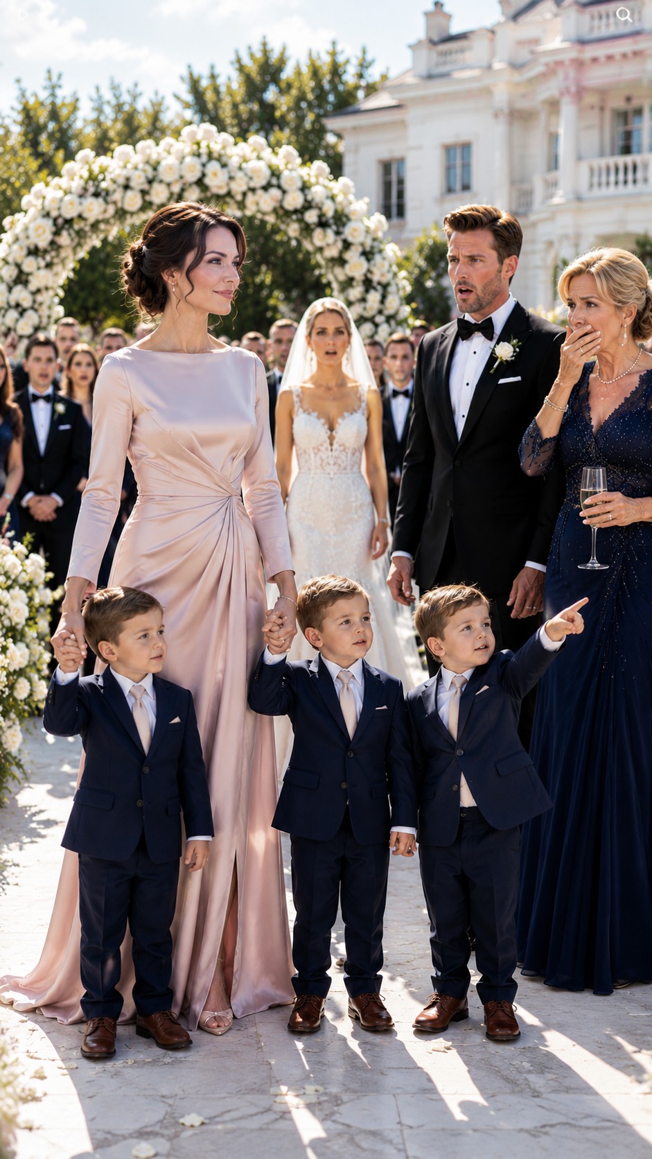 Her Ex-Husband’s Family Invited Her to a Millionaire Wedding to Humiliate Her — Until Three Little Boys Looked at the Groom and Said, “Mommy, That Man Looks Like Us”