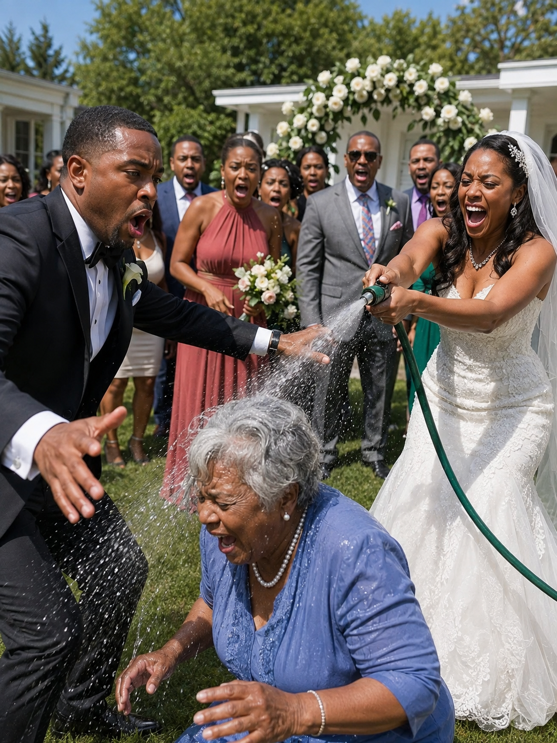 At My Wedding, My Bride’s Family Mocked My Mother—Then My Fiancée Grabbed a Garden Hose and Said, “Let’s Wash the Poverty Away.” The Guests Cheered as the Water Hit Her.