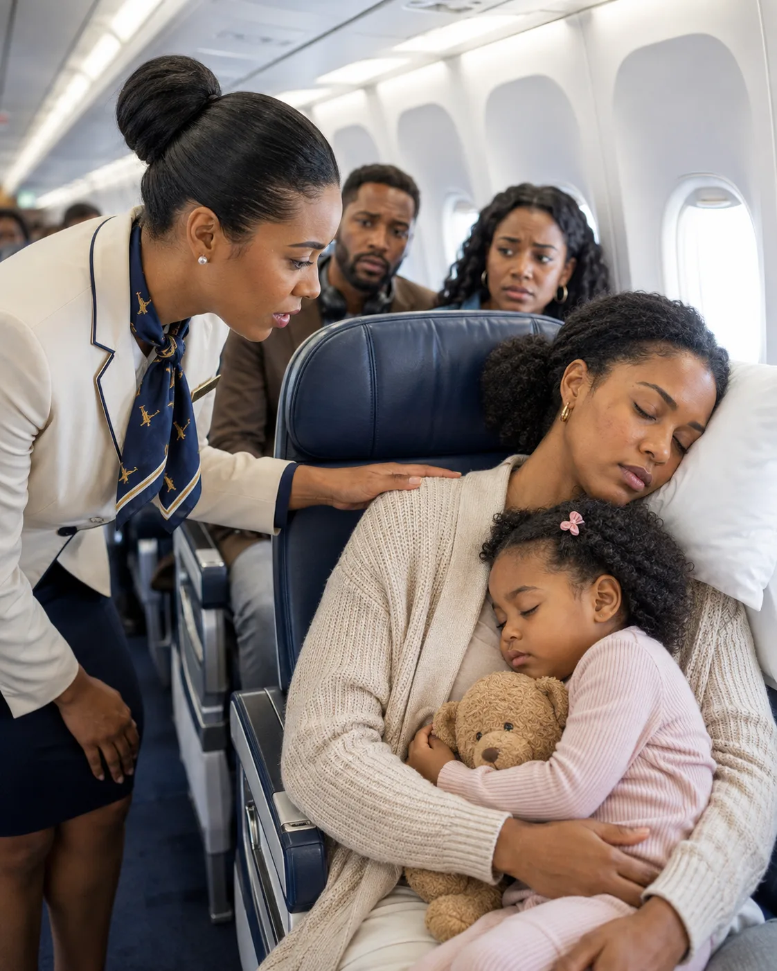 A Single Mom Was Sleeping in Seat 8A—Then the Captain Asked Over the Intercom, “Is There a Fighter Pilot on Board?”