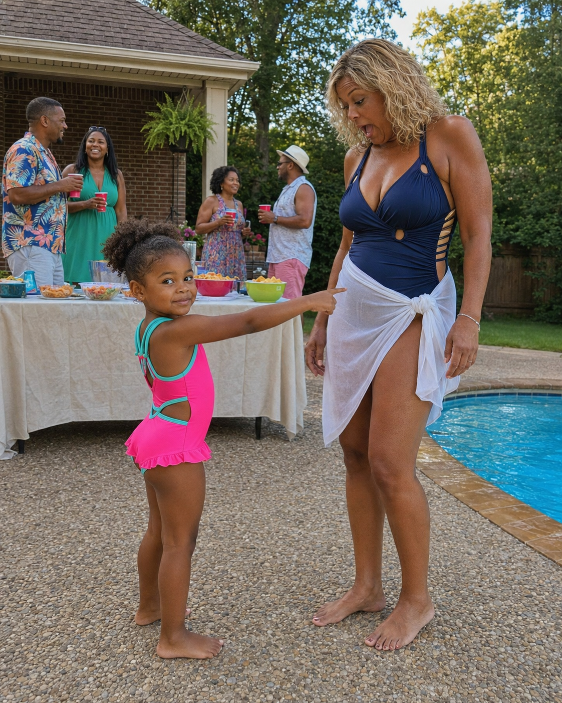 At My Daughter's Third Birthday Pool Party, She Pointed at My Stepmom's Belly and Said, 'Daddy's in There' – I Laughed Until I Saw What She Was Really Pointing At