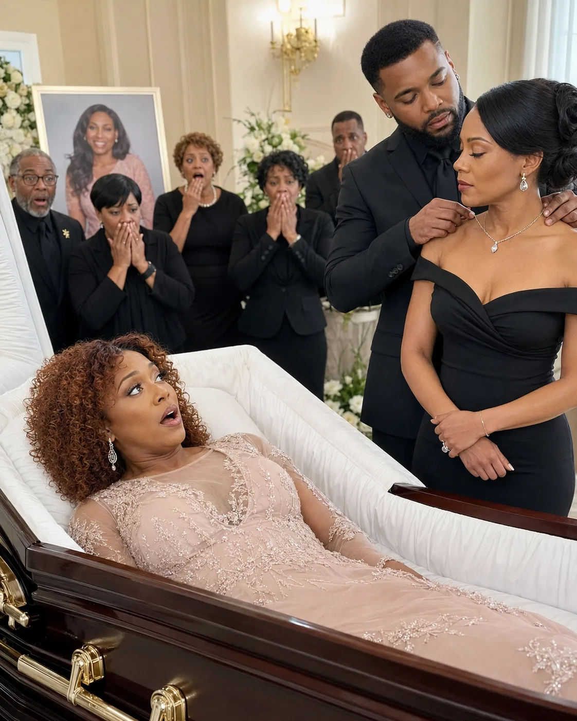 My Funeral Had Gone on All Morning When I Woke Up and Heard My Husband Putting My Gold Necklace on My Sister—“She Won’t Need It Anymore.” I Stayed Motionless in the Coffin as They Discussed a $500,000 Life Insurance Policy… Until They Revealed Who Had Prepared My Last Drink.