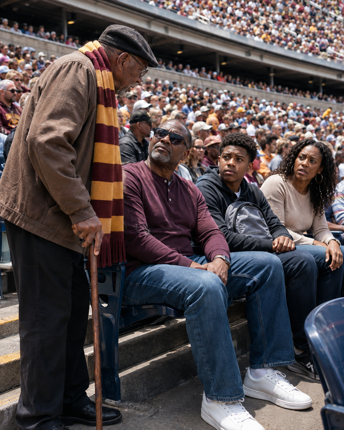 An Entitled Fan Stole My 92-Year-Old Grandpa's Seats at a Football Match, Saying, “He Won't Remember It Anyway”—But Five Minutes Later, He Got a Lesson He Never Saw Coming
