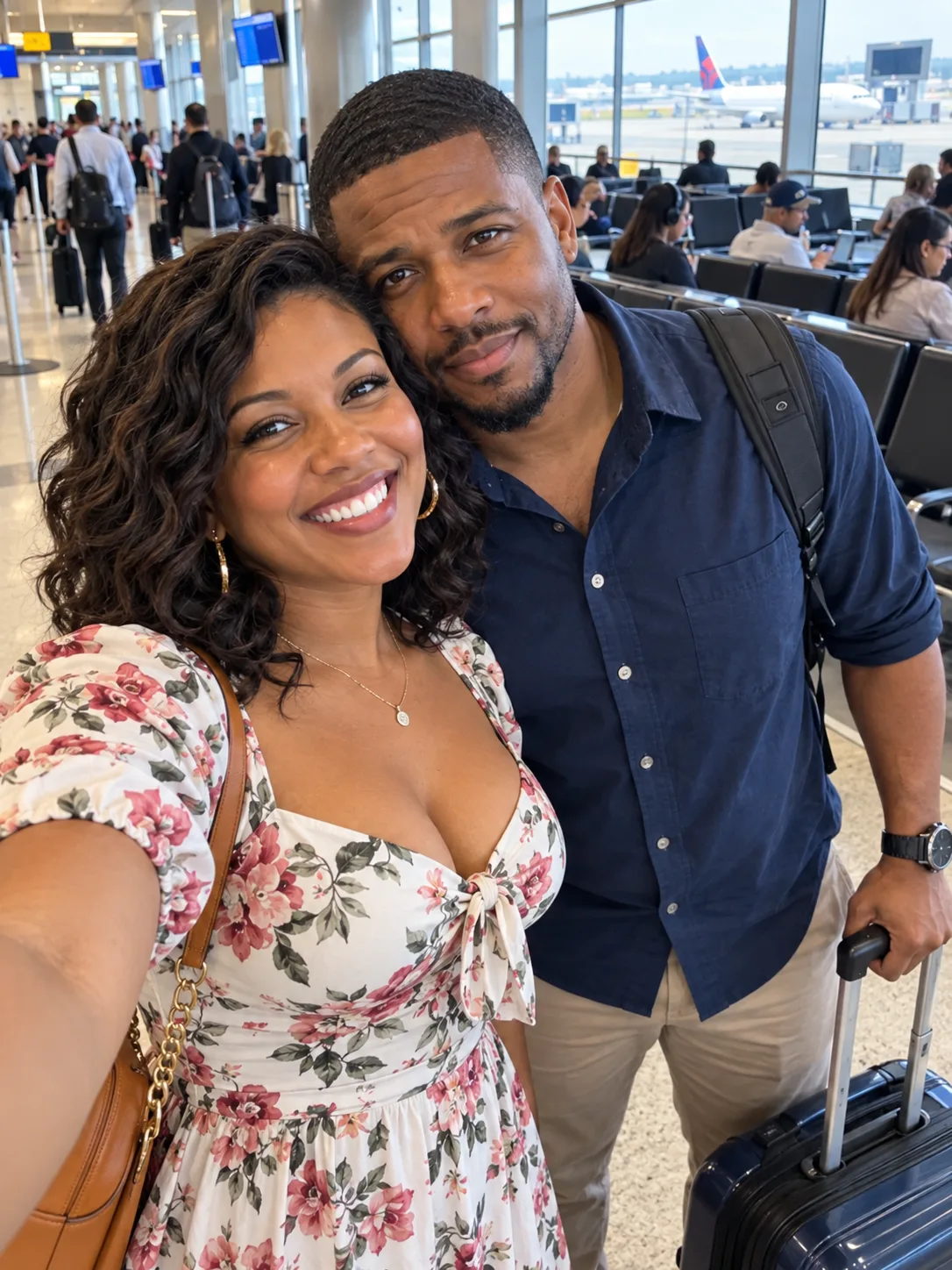 AT THE AIRPORT FOR OUR ANNIVERSARY TRIP