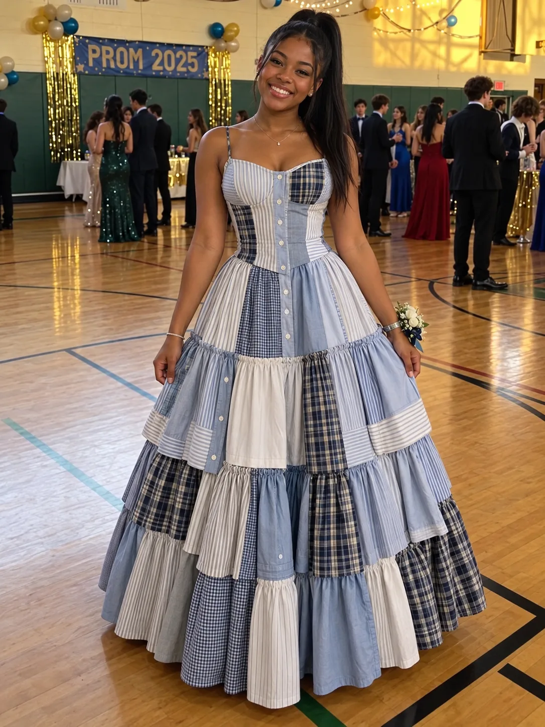 I Sewed My Prom Dress From My Late Father's Work Shirts—My Classmates Called It Janitor's Rags, Until the Principal Stopped the Music and the Whole Room Went Silent