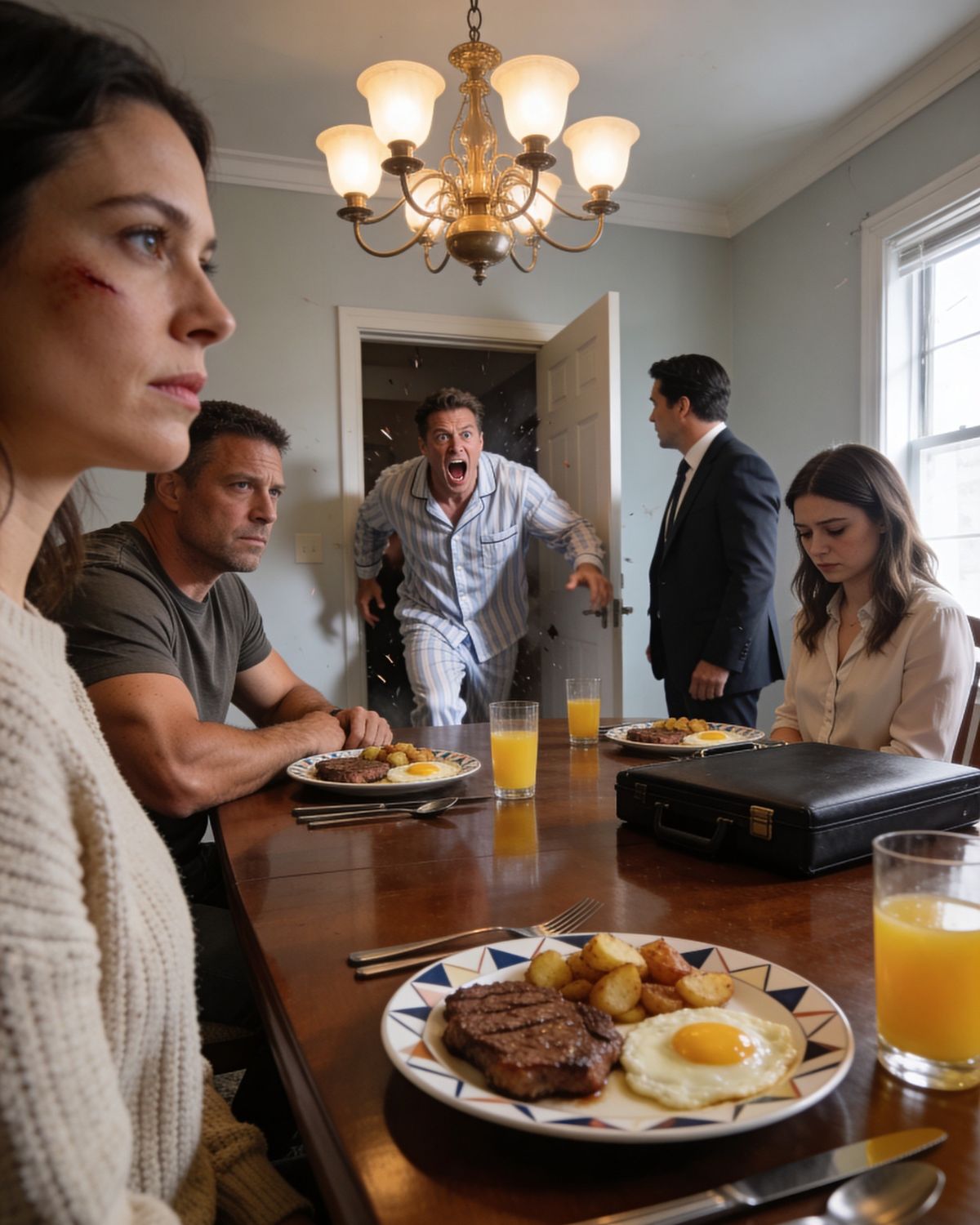 Mi esposo me golpeó cuando descubrí que me estaba engañando. A la mañana siguiente, cuando despertó con el olor de su carne favorita, dijo: “Entonces ya sabes que estabas equivocada, ¿eh?”. Pero cuando vio quién estaba sentado a la mesa, gritó lleno de pánico.