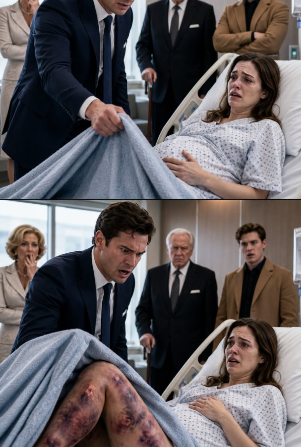I lifted the blanket expecting to find proof that my pregnant wife had betrayed me. Instead, I saw her shattered legs, her trembling hands over our unborn child, and the terror my family had buried behind locked doors. Then Clara looked at me and whispered, “You already signed to take my baby.” In that moment, I realized the traitors weren’t in her bed—they were in my blood.