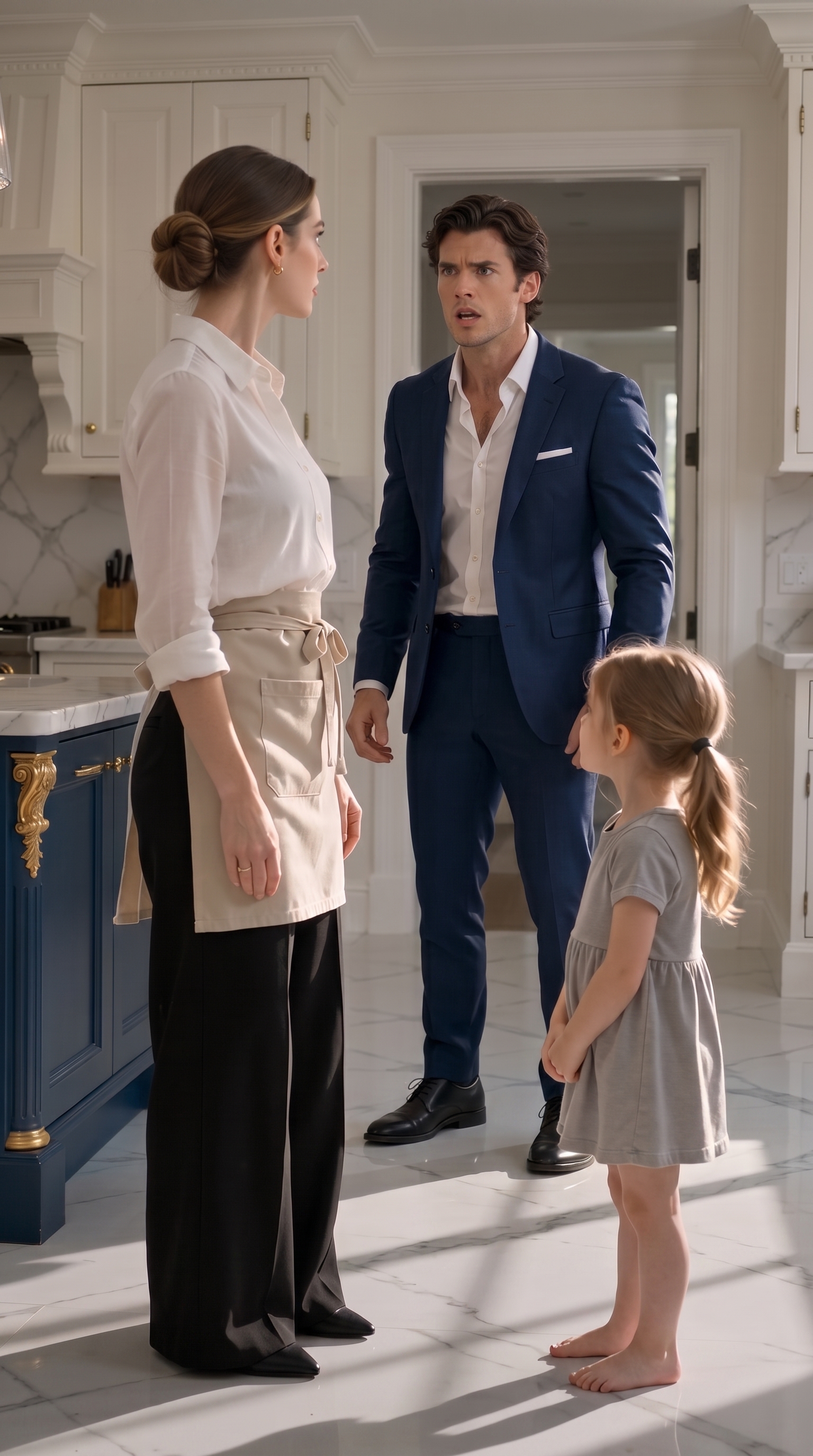 CHAPTER 1 She Told a Starving Three-Year-Old She Did Not Belong There Until the Billionaire’s Voice Froze the Whole Kitchen