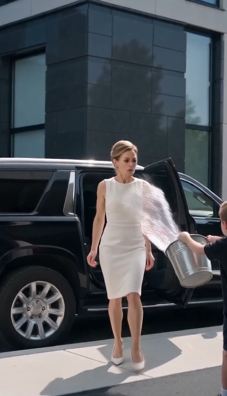 Water dripping from her pristine white dress, she froze as a little boy delivered a devastating truth