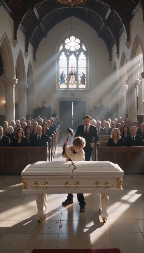 The hammer fell, the room fell silent, and then he pulled himself out of the coffin.