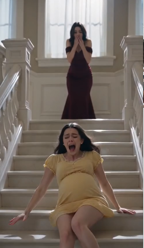 A terrifying scream echoed through the grand staircase as a pregnant woman fell, but the secret the woman in maroon is hiding changes everything!