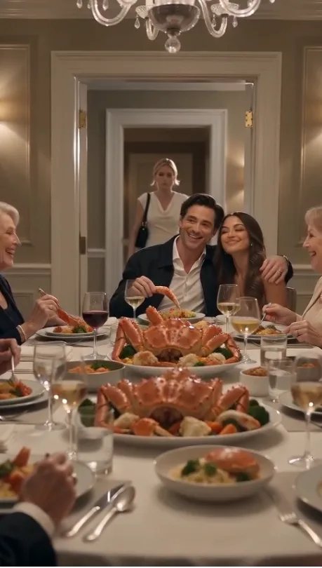 While the family feasts on expensive crab, the little girl eats alone with a bank receipt—until an angry mother steps in
