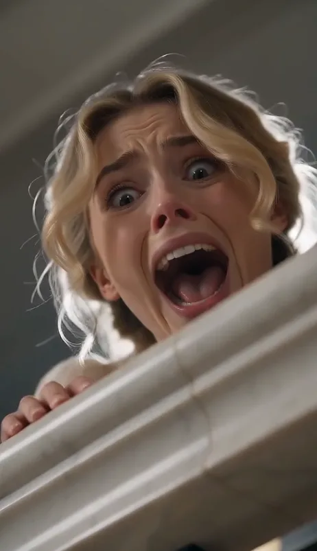 She was pushed from the grand staircase in a terrifying moment of betrayal, but the hero caught her just in time