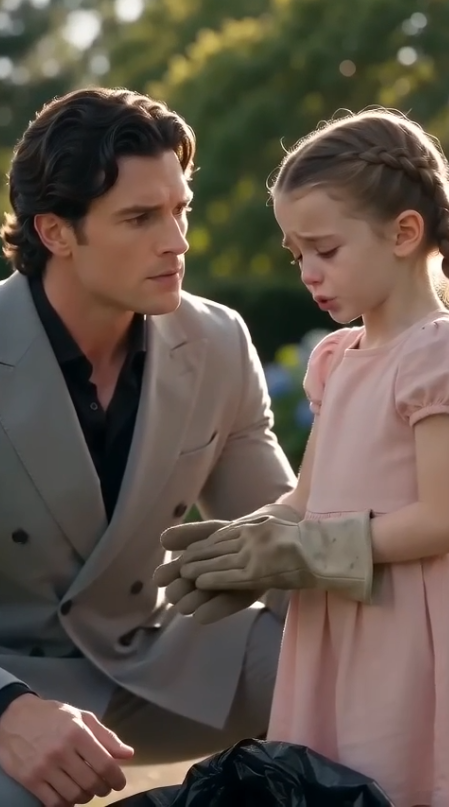 I came home two weeks early and found my eight-year-old daughter on her knees in rotten garbage. Isabella’s pink dress was ripped, her white shoes were buried beneath mud, and both of her hands were red with blisters. She was trying to drag two enormous trash bags across the back garden of my villa in Marbella. The expression on her face was not anger or even surprise—it was the quiet resignation of a child who had stopped expecting anyone to help her.